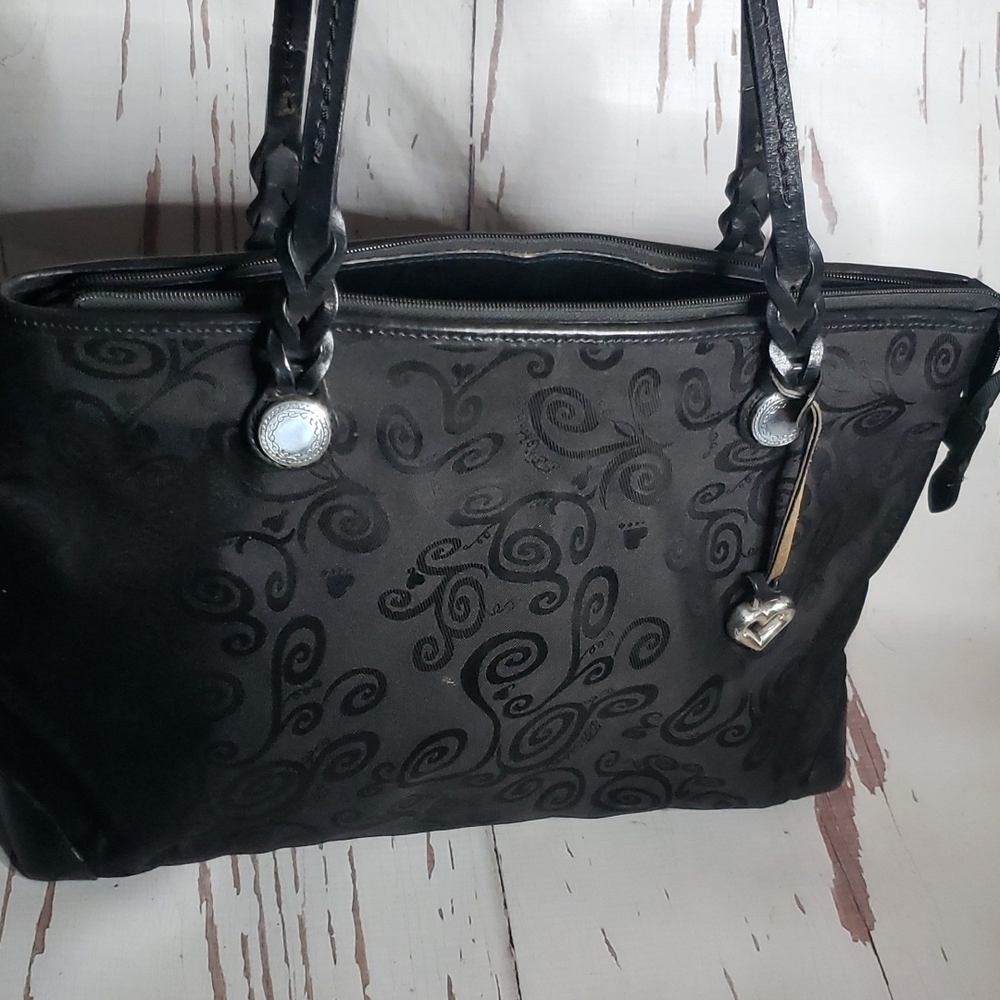 Brighton black canvas and leather shoulder bag